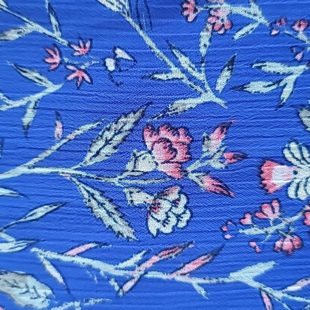 NWT LOFT Floral Ruffle Neck Puff Sleeve Top Cottagecore Blue, size M - Picture 6 of 10
